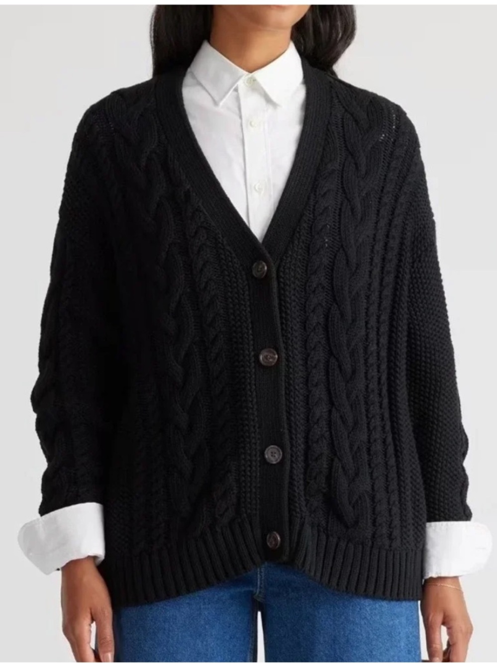 Quince 100% Organic Cotton Oversized Cable Cardigan